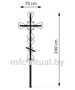 Крест металлический «Сердце - Ч»